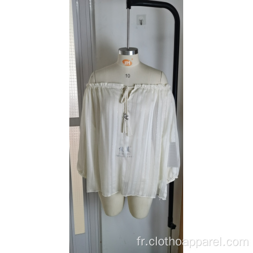 Top épaule femme 100% polyester blanc